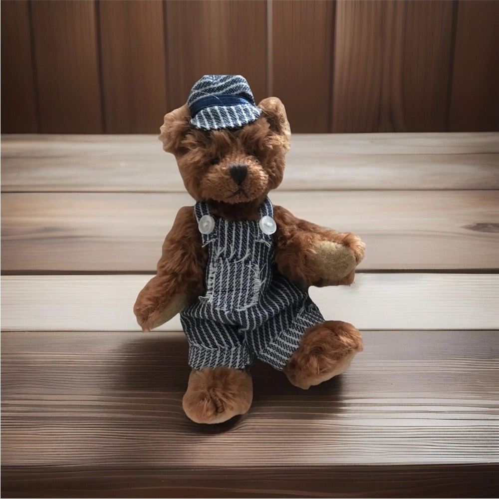 4.5” Poseable Stuffed Bear Conductor Ornament
